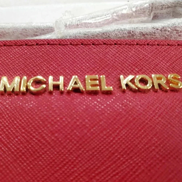 Michael Kors Red Metal Edge Wristlet - Picture 4 of 8